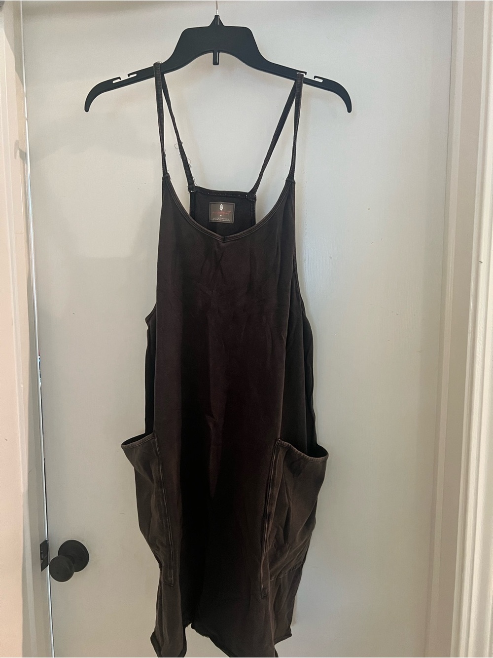 FP Movement by Free People Black Strappy Jumpsuit with Pockets